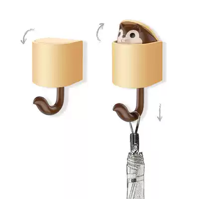 Cute tremble small squirrel adhesive hook door hanging key strong adhesive wall hanging non-perforated porch Nordic storage shelf