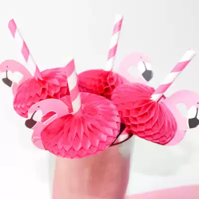 ins Wind Flamingo disposable environmental protection paper straw Wedding wedding Birthday party photo decoration modeling tableware