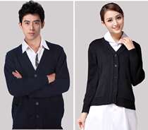 Siping needle thickened plus velvet men and women nurse sweater coat nurse cardigan sweater blue overalls