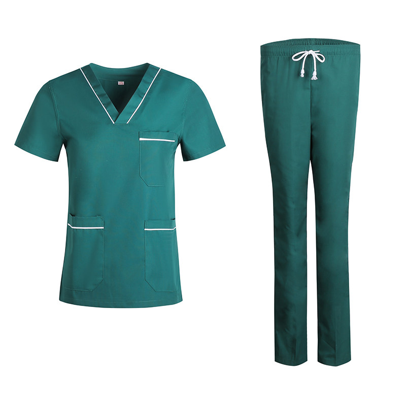 Korean version of female doctors and nurses wash clothes split overalls set oral short-sleeved open shoulder anti-light surgical clothing