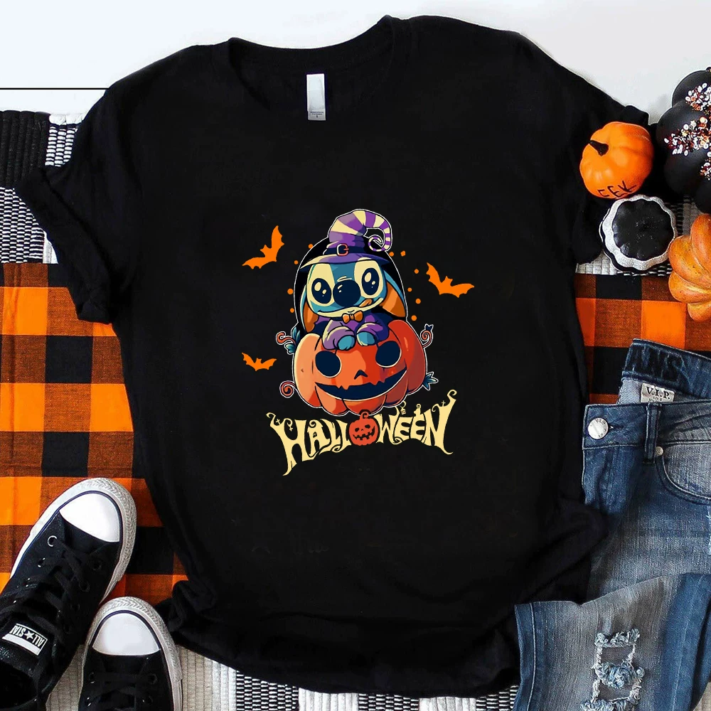 Футболка с принтом животных в стиле стрит, для пары Stitch Halloween, бренд PyHenPH, модалевый топ с коротким рукавом, для родителей и детей, круглый ворот