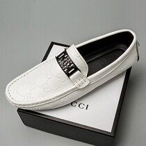 2022 autumn winter new 100 hitch bean shoe men genuine leather Inn Korean version casual male shoe cover footed sloth white boomer shoes