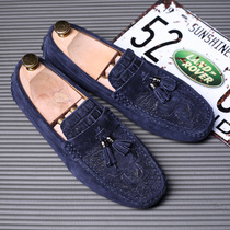 New stream suzu bean shoes Mens genuine leather Han version Crocodile Casual Men Shoes 37 Little yards Inn Lazy Crowds mens shoes