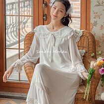 Sandro Modda method Princess Wind Sleeping Dress Girl 2021 Fall Senior sensation Modeir Lace Long Pyjamas