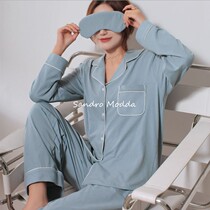 SANDRO MODDA LAW-STYLE HOME SUIT WOMAN 2021 NEW PURE COTTON SMALL TURTLENECKS WITH TWO SUIT PYJAMAS