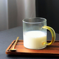 Milk Cup microwave oven can heat special glass cup coffee cup with striped mens and women living room Cup
