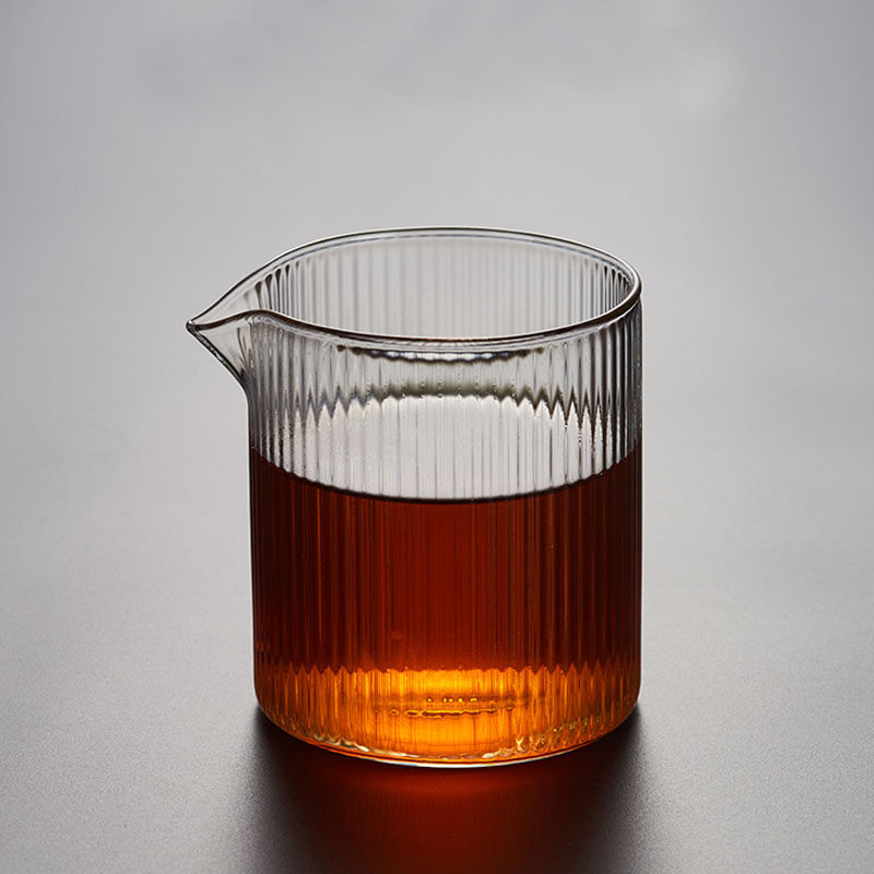 High-temperature-resistant thickened glass fair cup minimalist Striped Tea-Daily Pure Color Home Tea Sea Korn Tea Furniture