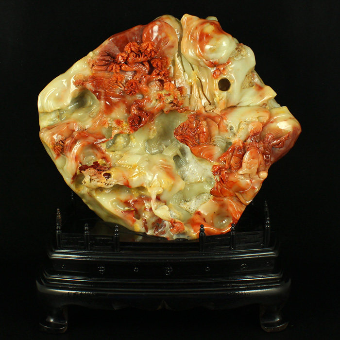 One Mouth Price Natural Fujian Shoushan Stone Hibiscus Stone Fine Work Engraving Pendulum for Sendai People refer to the road delivery certificate