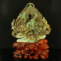 One-mouth price natural Nanyang unique mountain jade Seiko sculpted 3 7 catty and pendulum epiphany certificate sending certificate