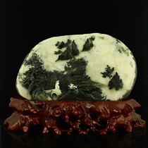 Fixed price finely carved natural Nanyang Dushan jade 14 9 pounds heavy ornament the rising sun comes with a certificate