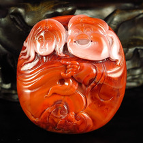 One price natural South red Agate Seiko carved pendant pendant pig back daughter-in-law 