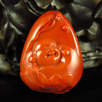 One Price natural southern red agate fine carved pendant pendant laughing Buddha