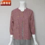 Ngày của mẹ tải áo mùa xuân cho phụ nữ trung niên mùa hè váy cotton và vải lanh tay áo bảy điểm áo sơ mi trung niên mỏng - Phụ nữ cao cấp áo kiểu tuổi 60