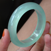 Natural Burmese ice A- grade light green jade bangle female girl ice through beautiful jade bracelet