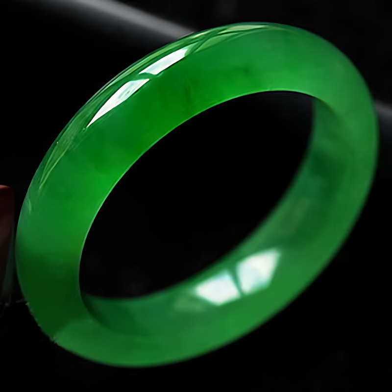 Myanmar Green Jade Bracelet for Young Girls, Ice-Type Natural Jade Bracelet, Genuine Round Jade Bracelet