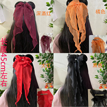 Super autumn and winter new Korean organza French big bow shape versatile long flowing hair trim top clip hairpin