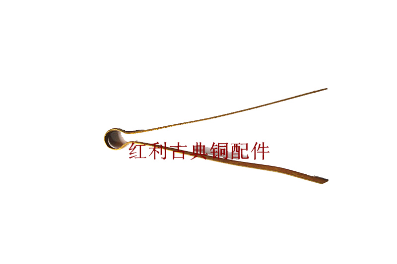 (Dividend Classical Bronze Accessories) imitation ancient pure copper furniture U type needle handle connection wearing needle small black clamp 11cm