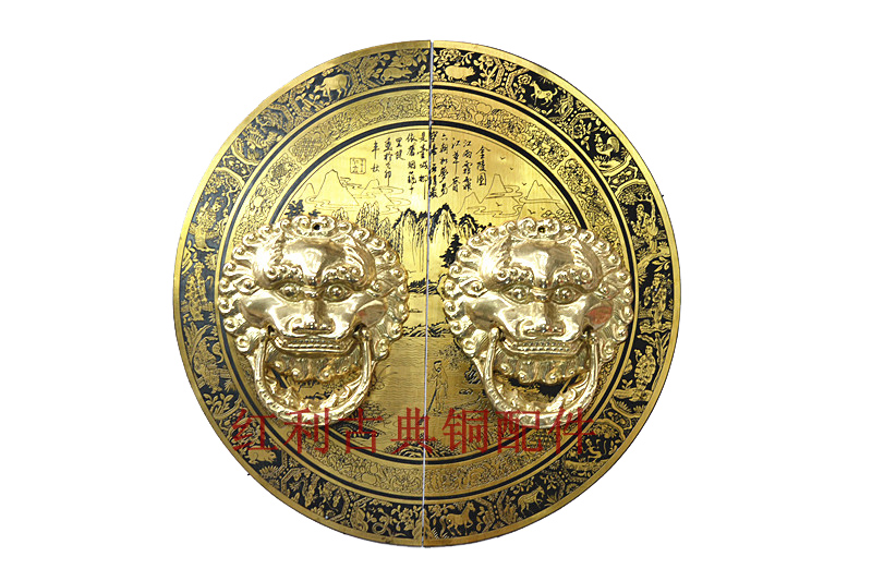 (Dividend Classical Bronze Accessories) Antique Pure Copper Furniture Accessories Gate Decoration Cabinet Door Handle 35cm