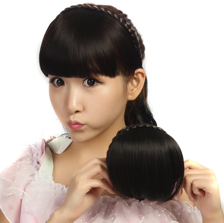 New wig fake bangs with hair band Women thick qi bangs wig piece fake head curtain hair band fake stay flowing sea