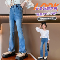Girl Pants Spring Autumn 2023 New Ocean Qi Children Autumn Clothing CUHK Tong Body Trendy Girl Denim Horn Pants
