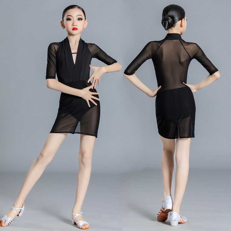 Children's Latin dance clothes professional art examination test standard competition practice performance clothes girls children's backless mesh new