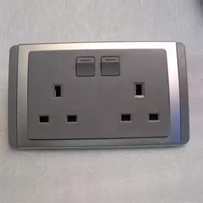 Schneider Clipsal socket E3000 silver gray two-pair two-position 13A British square foot socket with switch