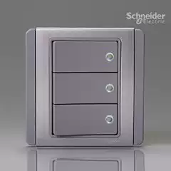Schneider Qisheng switch socket panel E30000 series silver gray three-position single-control switch with fluorescent