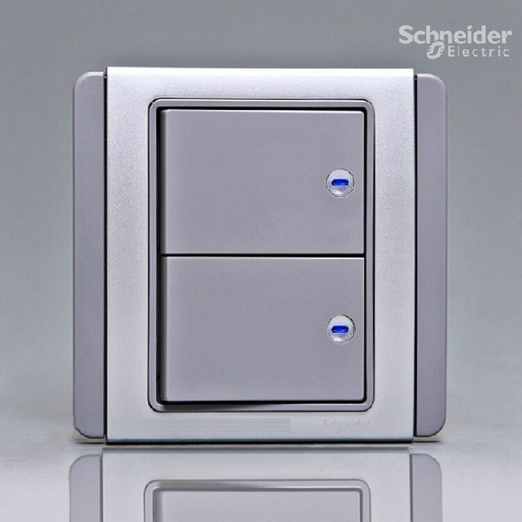 Qisheng switch socket E3000 silver gray two-position double-cut switch LED indicator
