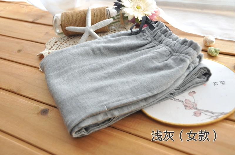 Hai! Chất liệu cotton dày hai lớp không in gió màu xám quần short nữ lưng cao