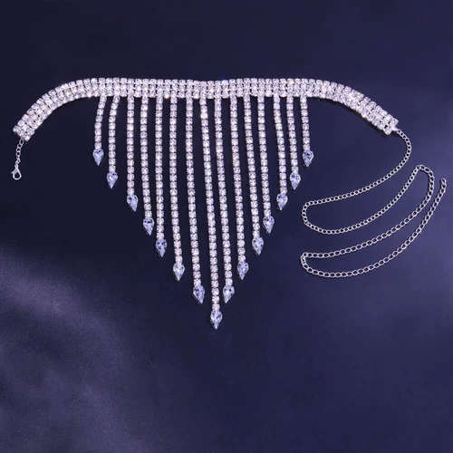 Блестящее ожерелье с кисточками, трендовый аксессуар, инкрустировано бриллиантами, европейский стиль, (Трансграничная торговля)