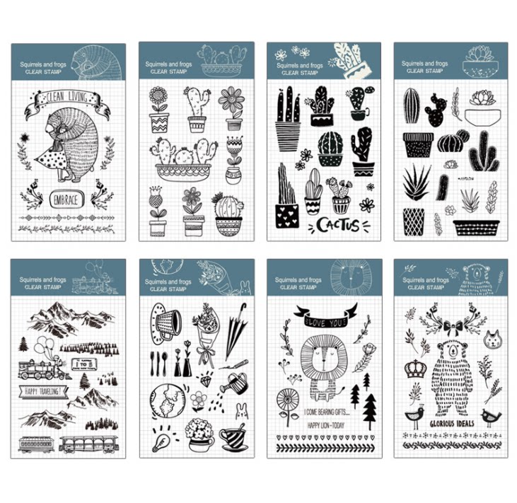 Spot new Nordic fairytale style Hand ledger Transparent homegrown seal Cubs Lions Cactus