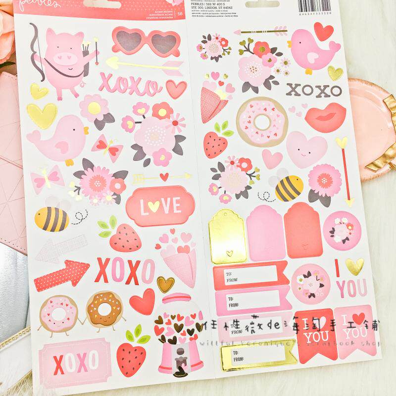 Spot American Crafts Valentine's Day themed pink red bronzed sticker conset