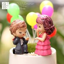 Proposal couple ornaments for men and women wedding desktop cake small ornaments cute cartoon characters fleshy potted decorations