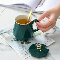 High Face Value Mark Cup Ceramic Water Cup Coffee Tea Cup Home Living Room With Cover Spoon Cups Girls Ins Wind Practical