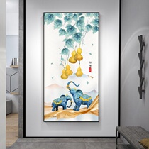 Entry entrance decorative painting simple modern corridor end painting vertical Chinese mural aisle w light luxury crystal porcelain hanging