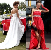 Lan Kwai Fong 2116 white bright sheet wrap in front of breast wedding dress short rear hauling long nail beads to repair wedding gown gown