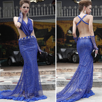 Olélan Gui Workshop Gown New Long Trailing Truffle Back Evening Dress Elegant Evening Dress Female Car Model Clothing 2075