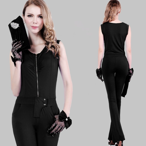 Эластичный комбинезон без рукавов, мегафон, штаны, V-образный вырез