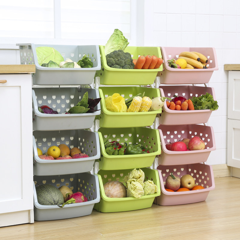 Kitchen shelf floor floor basket toys put vegetable basket various collection artifacts household daily
