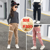 Girls clothing corduroy long pants one plus velvet thickened autumn and winter clothes 7 foreign atmosphere 6 wear 8 children 9 girls 10 years old