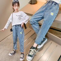 Girls denim trousers 2021 New Style 6 Spring trousers 7 children 8 Spring models 9 girls ten years old Spring radish
