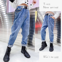 Girls cowboy long pants 2021 New Children 6 foreign style 7 loose 8 Father 9 spring and autumn ten year old girl spring dress