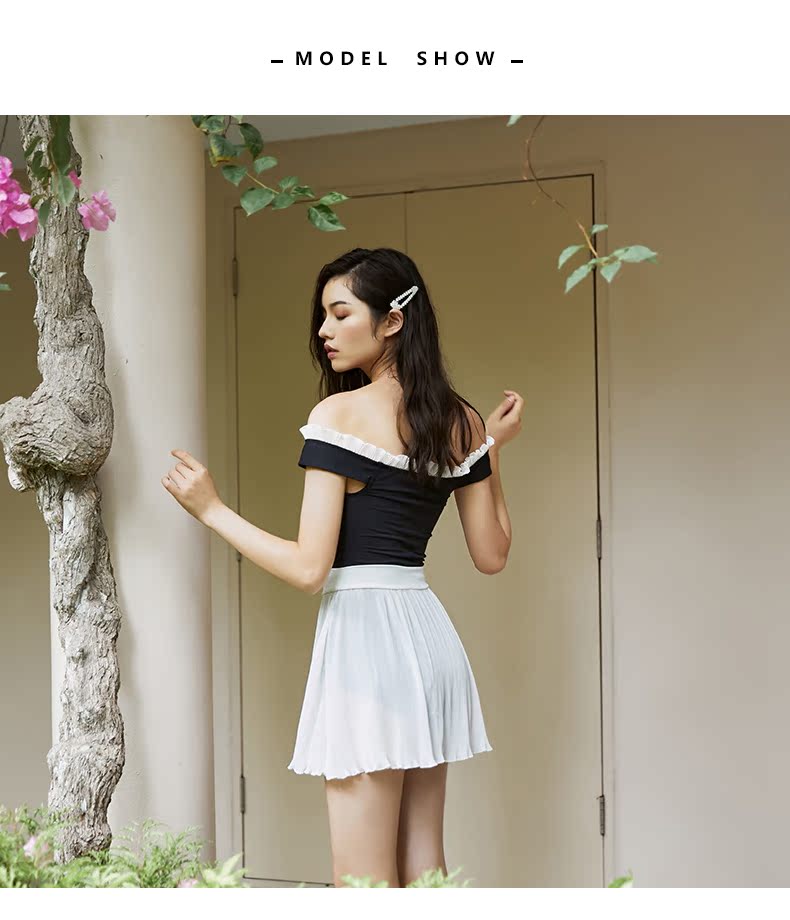 2019 mới đen chia bụng bụng váy bơi áo tắm nữ ngực nhỏ tụ tập mùa xuân nóng bỏng bên bờ biển áo tắm - Bộ đồ bơi One Piece màu áo tắm liền thân đẹp