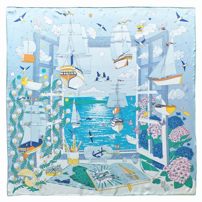 High-End 18mm Twill Silk Neck Scarf for Women, Made of Mulberry Silk, Elegant Square Scarf and Shawl