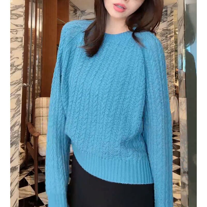 Lazy Style Solid Color Round Neck Sweater, 2026 Early Autumn New Fashion, Stylish and Loose-Fitting, Slimming Long-Sleeve Knitwear Lazy Style Solid Color Round Neck Sweater, 2026 Early Autumn New Fashion, Stylish and Loose-Fitting, Slimming Long-Sleeve Knitwear