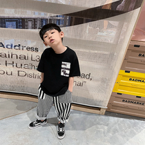 (Seven Fold Back) Boy Short Sleeve Summer Clothing Round Collar Pure Cotton T-shirt Half Sleeve Large Boy Boy Casual Undershirt Tide