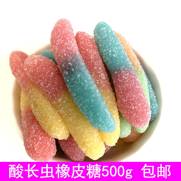 German Flavors Sour Bug Caterpillars Caterpillars Acid Long Worms Color Rubber sugar qq juice Soft Sugar 500g