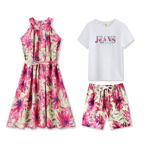 Пляжное платье, летняя юбка, комплект, семейный стиль