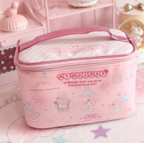 Sweet Pink melody cosmetic bag soft leather large capacity portable storage bag wash bag