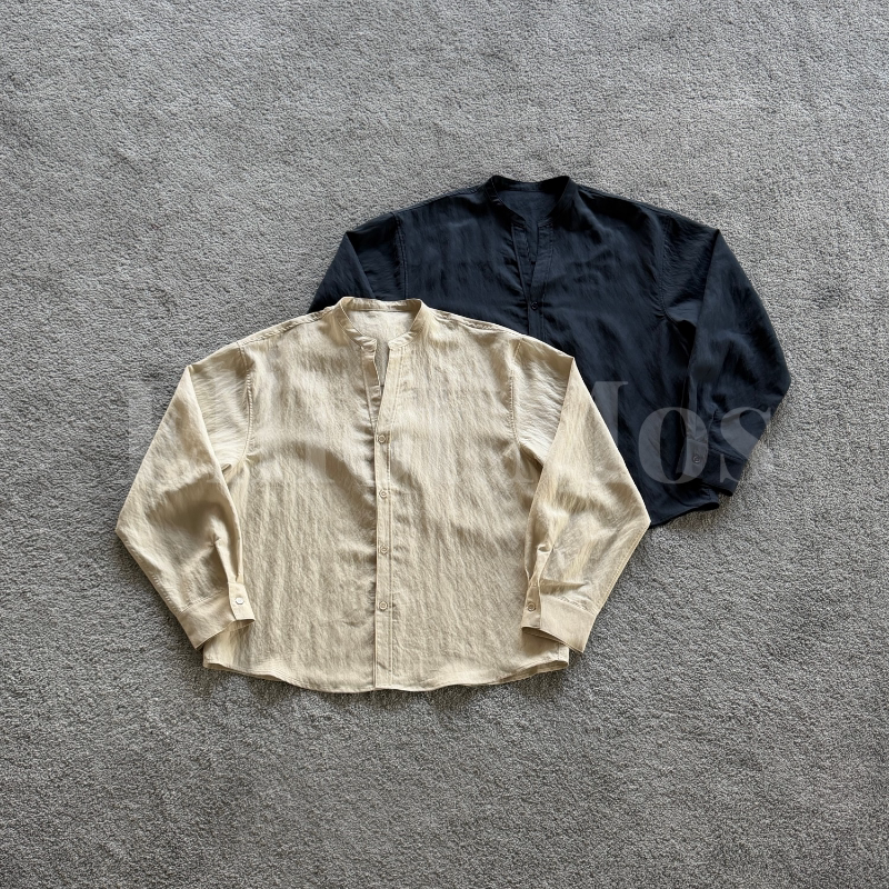 Uncle Elliot Mos Recommends: "Moon in the Courtyard" ~ V-Shaped Small Stand-Up Collar Long-Sleeved Shirt-1908 Uncle Elliot Mos Recommends: "Moon in the Courtyard" ~ V-Shaped Small Stand-Up Collar Long-Sleeved Shirt-1908